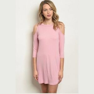 Pink Cold Shoulder Mini Dress